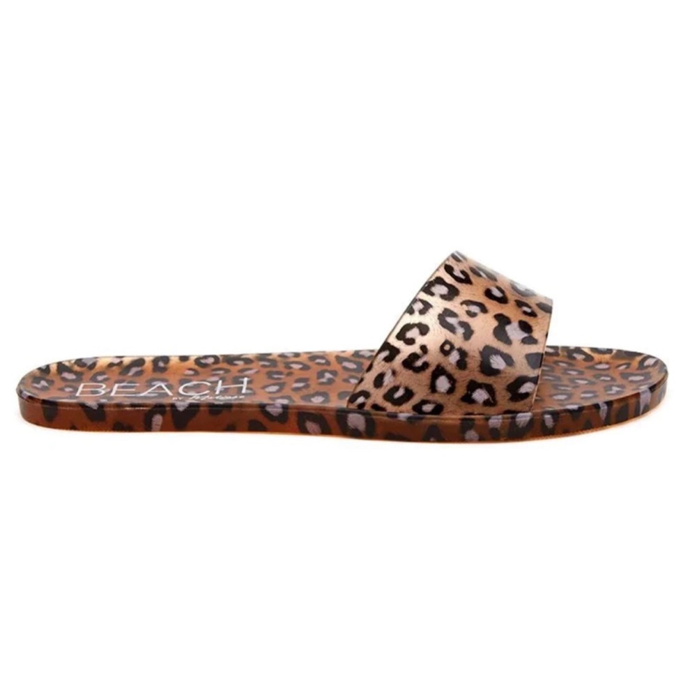 Beach By Matisse Size 9 M Sol Jelly Leopard Slides Open Toe Flat Casual Sandal